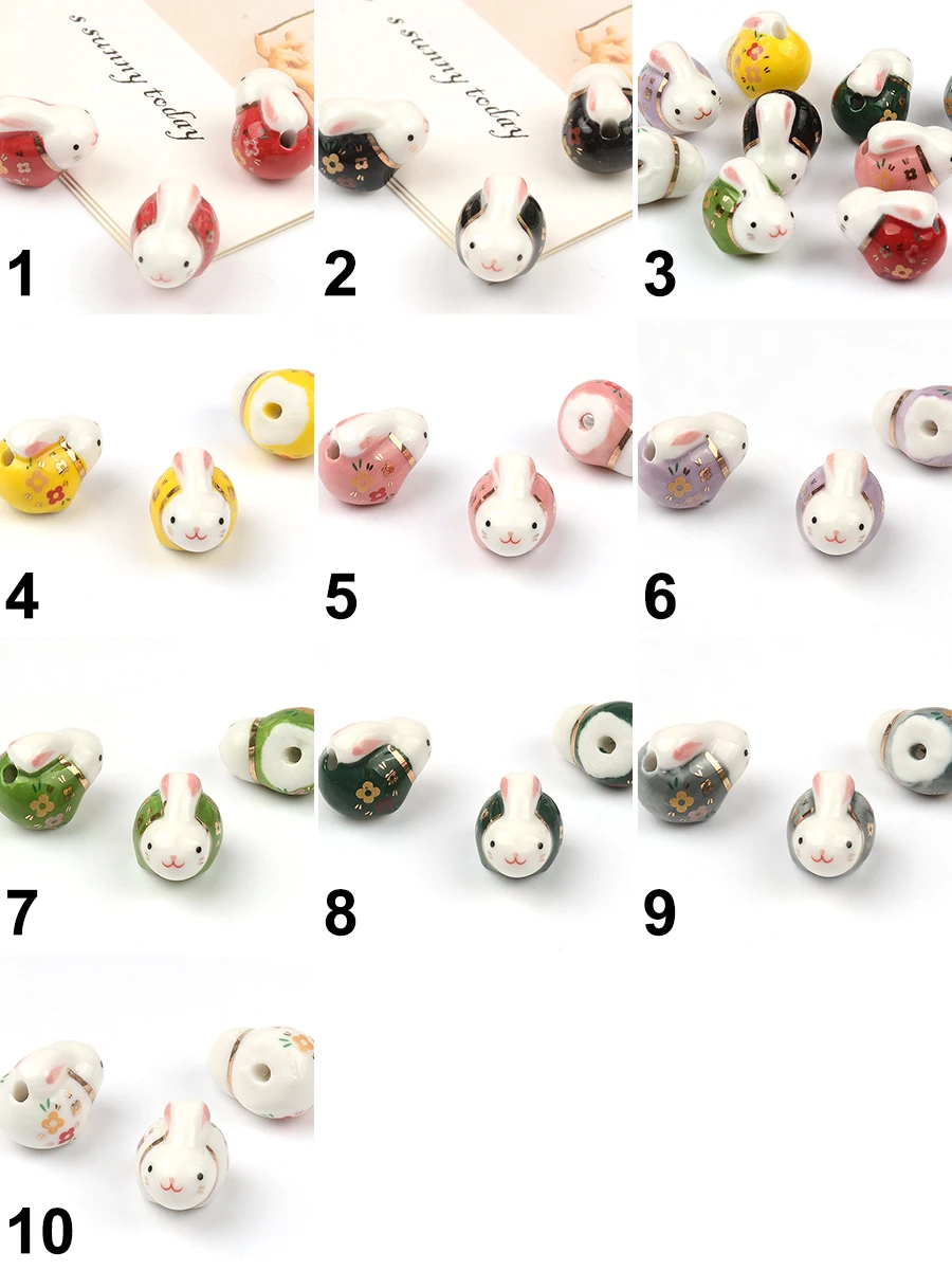 5pcs/lot Cute Rabbit Porcelain Beads 20x14mm Charm Ceramic Beads For Jewelry Making DIY Pendants Materials Accessories