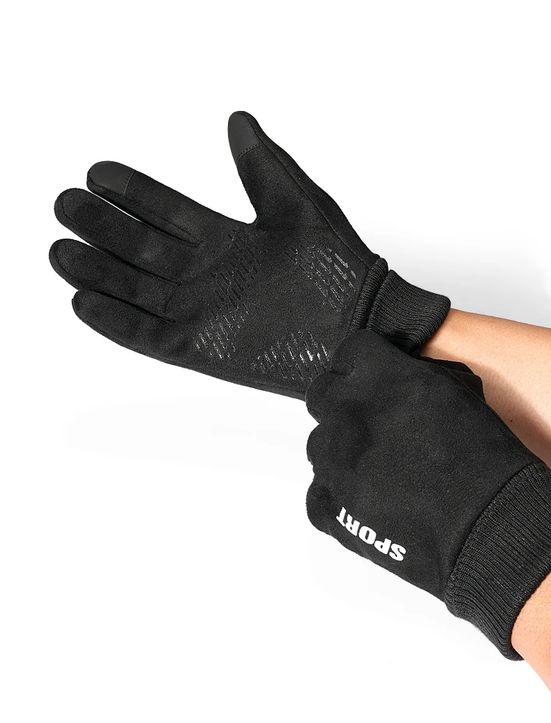 Kunst-Wildleder-Handschuhe für den Winter, weiche rutschfeste Fahrradhandschuhe, Wandern, Fahren, winddicht, Lieferung, Flip-Tops, gerippte Bündchen-Handschuhe – Detail 6