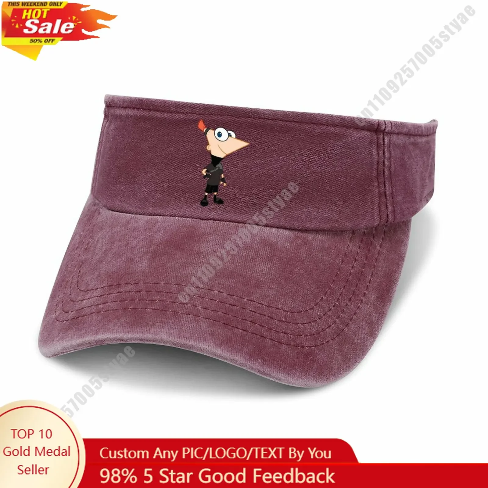 

Phineas Flynn Open Top Hat Disney Cartoon Custom Design Your Photos Logo Text Fashionable Item Perfect Holiday Gift Denim Hat