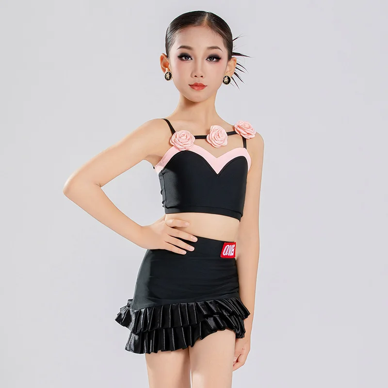 costume-de-danse-latine-pour-enfants-et-filles-jupe-ample-a-ourlet-en-dentelle-degradee-tenue-d'entrainement-pour-la-danse-de-salon