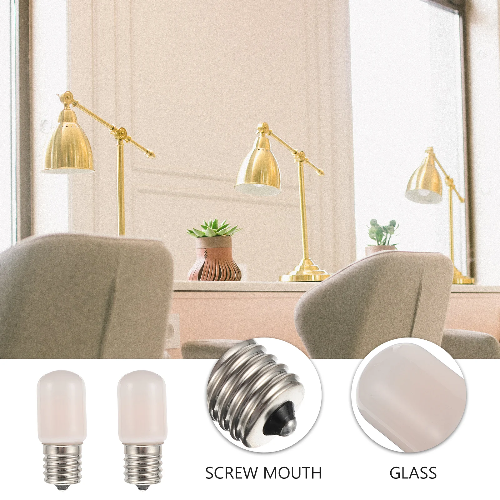 

2Pcs Mini E17 Light Bulbs High Quality Refrigerator Replacement Bulbs Cabinet Lighting Refrigerator Light Bulb