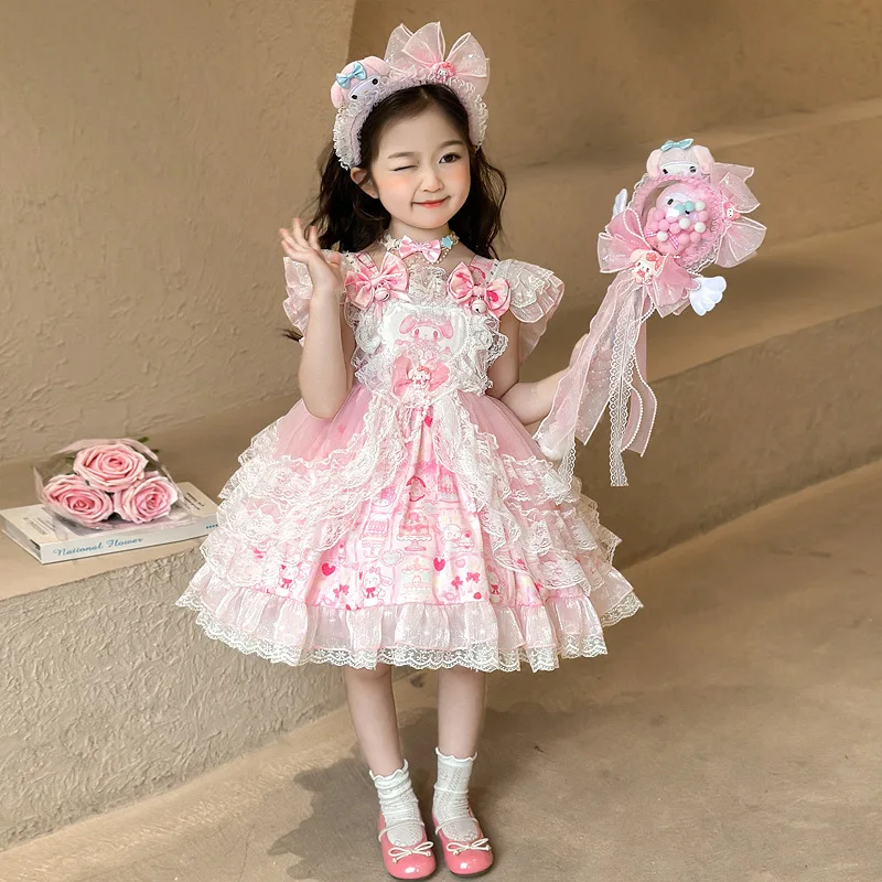 Mymelody Lolita Skirt Puffy Skirt Princess Skirt Garnish Skirt Glowing Headpiece Girl Clothing Dress Party Cartoon Festival Gift