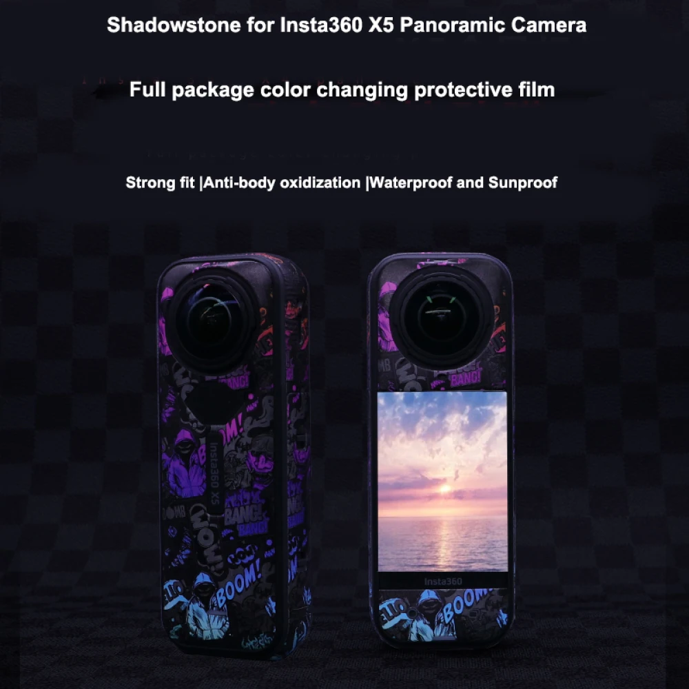 

For Insta360 X5 Camera Decals Decoration Stickers Body Frame Protective Film Anti-scratch Removable PVC Colorful Scractchproof