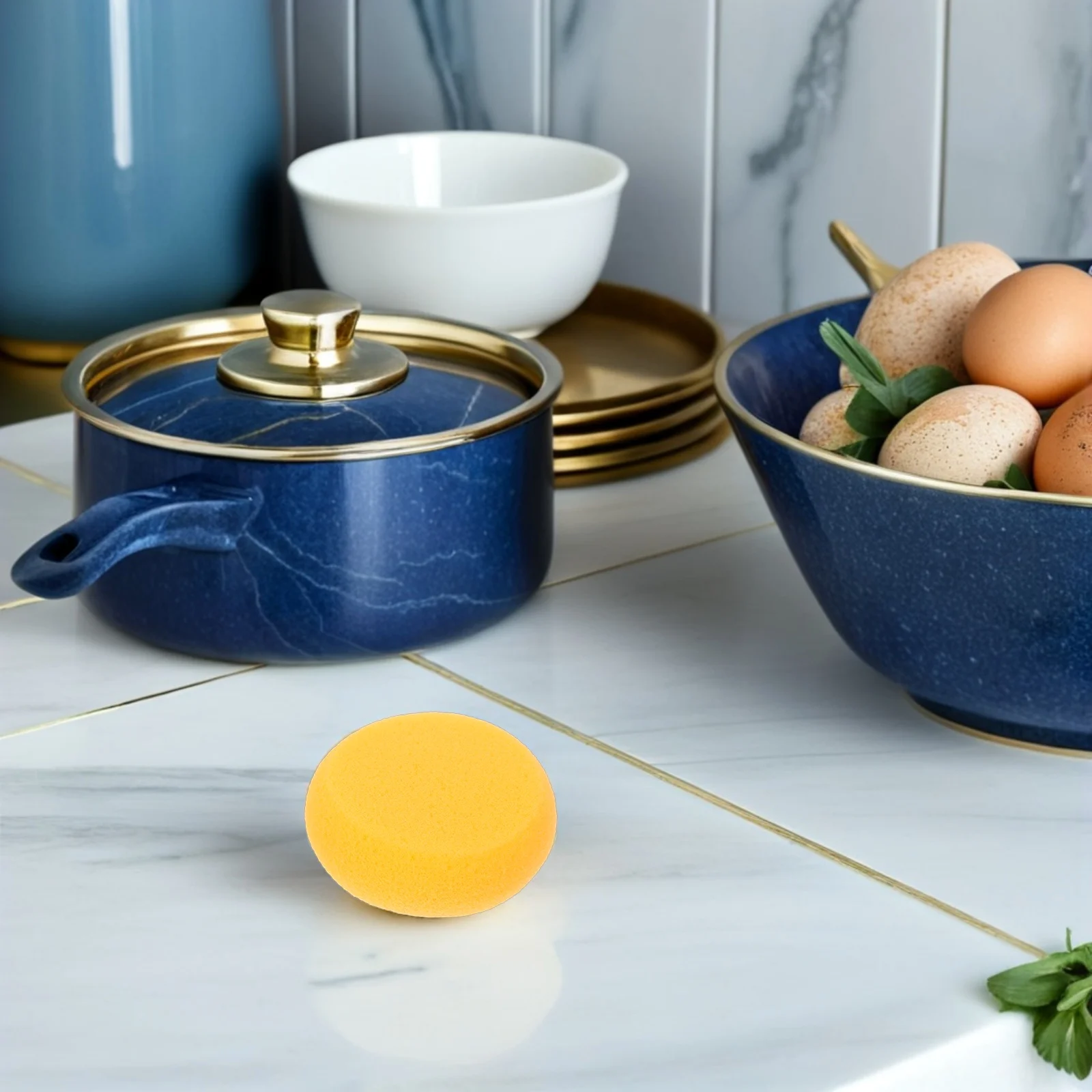 

20pcs Cleaning Honeycomb Sponge Highly Absorbent Reusable Round Scrubber For Kitchen Bathroom Cars Dual-Sided Dish Washing