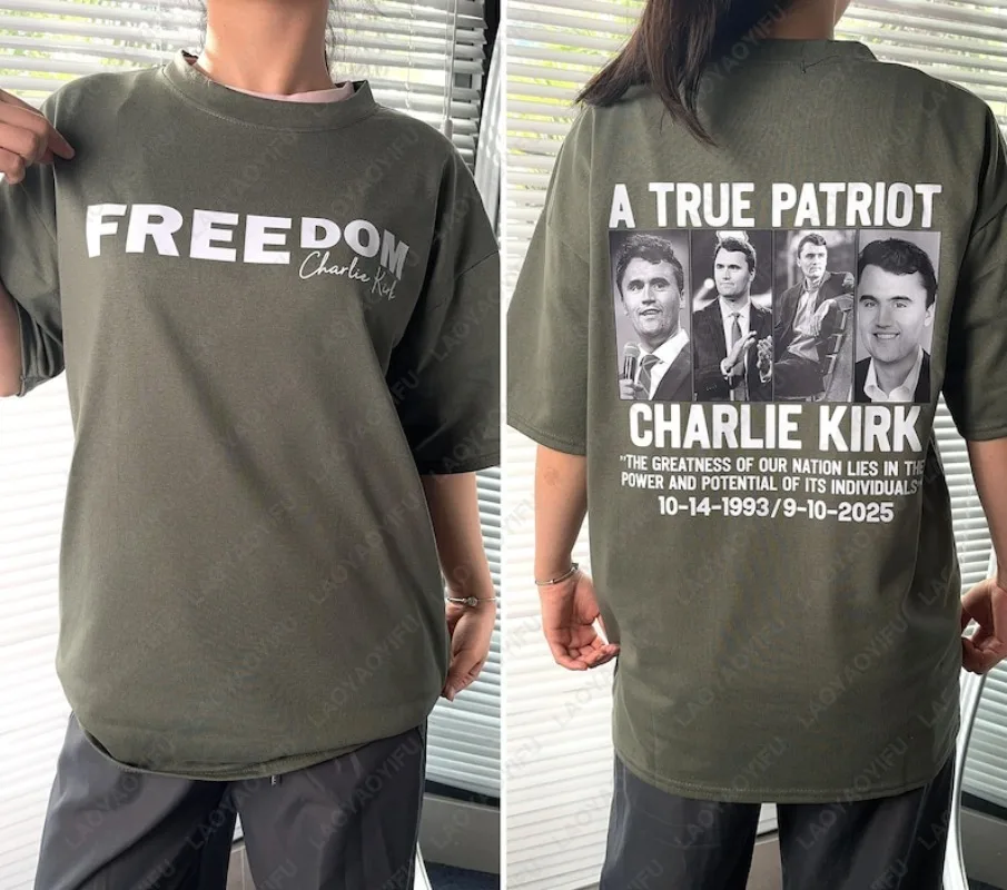 

Freedom Charlie Kirk 2 Sides T-Shirt Justice for Charlie Kirk Tshirt Prayers Up for Charlie Human Rights Men Woman Cotton Tops