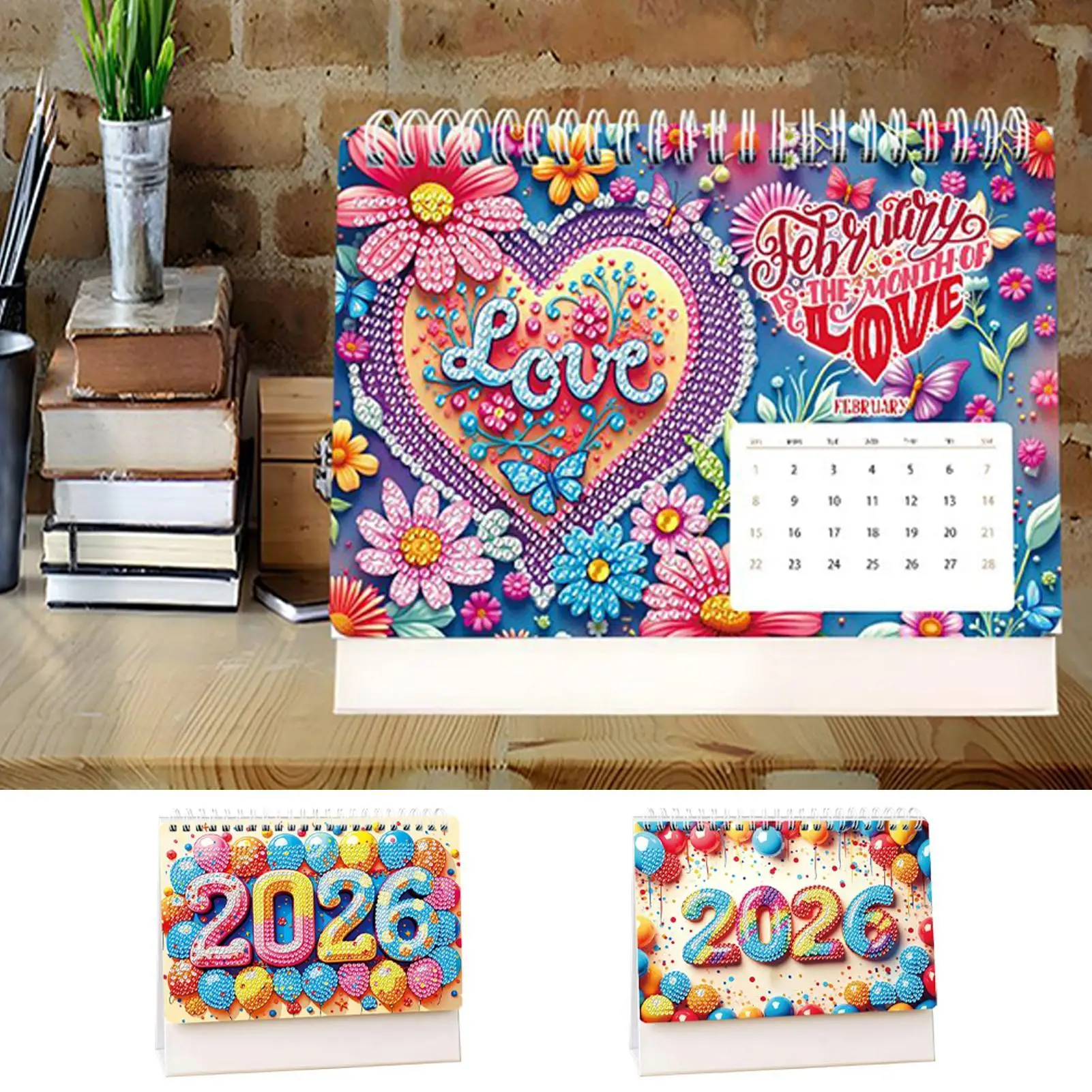 

2026 DIY Diamond Art Calendar Rhinestone Painting Calendars Schedule Monthly Flipping Planner For Indoor Home Office School