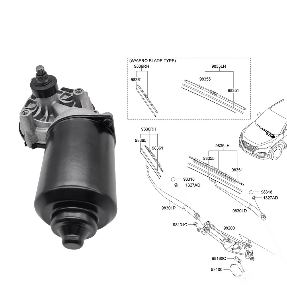Front Windshield Wiper Motor For Tucson 2015-2021- Car Wiper Motor Assembly 98110-D3000 98110D3000