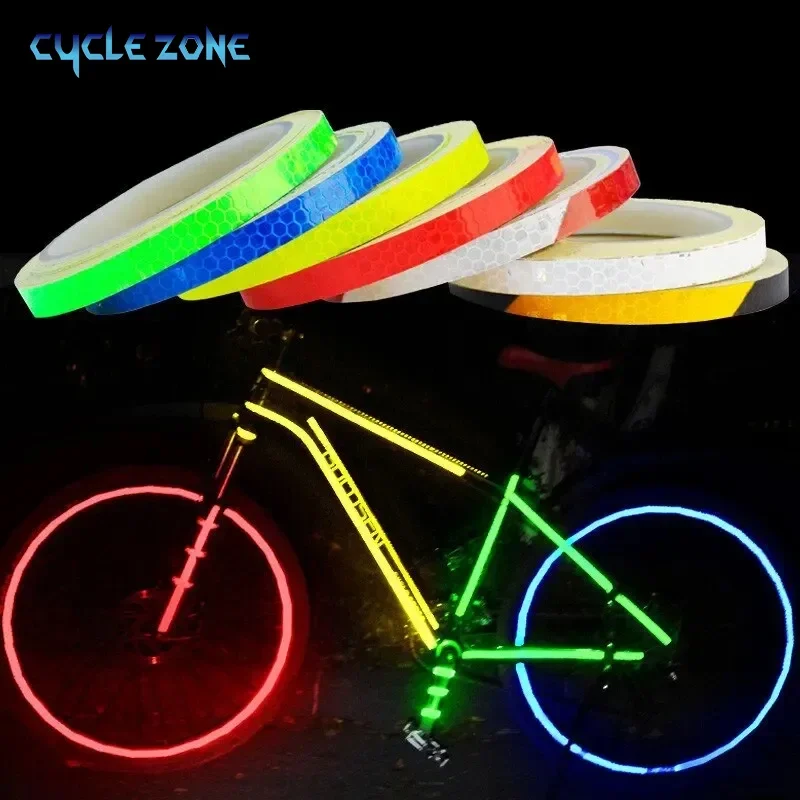 

1cmx8m Bike Stickers Reflective Tape Fluorescent Safety Warning Strips MTB Cycling Tapes for Bicycle Helmet Motorcycle Scooter