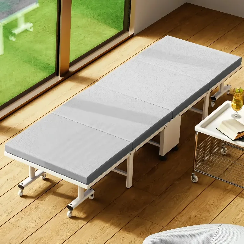 Lit pliant avec rangement compact haute densité avec matelas éponge haute densité, lit simple, facile à assembler, léger