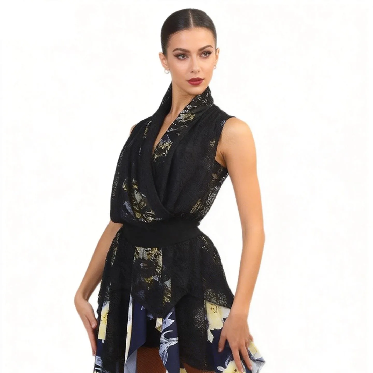 

Женский комбинезон для латиноамериканских танцев 2026: Сексуальный свободный кружевной боди для чачи, румбы, танго. Одежда для выступлений для взрослых женщин DQL12399