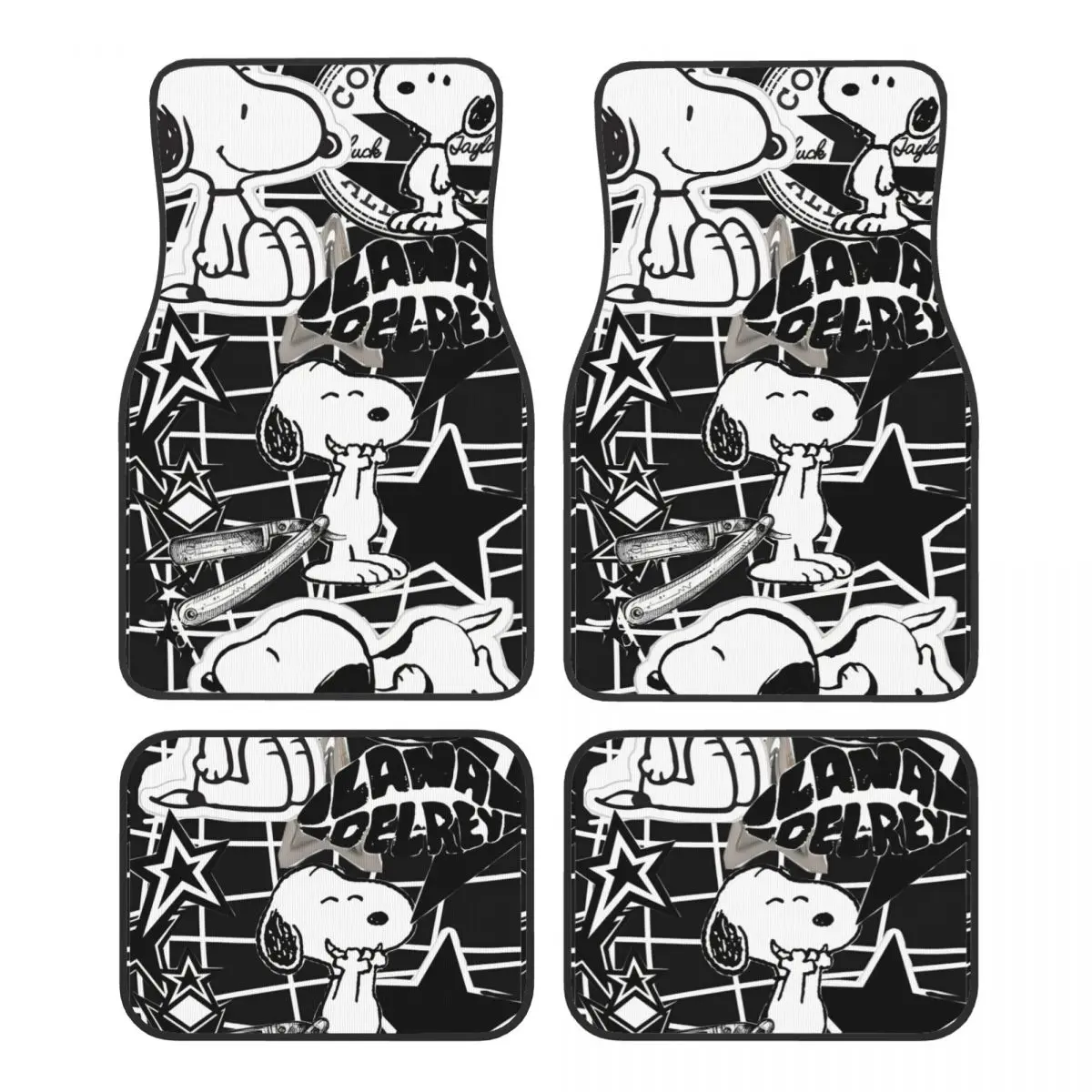 

Автомобильные коврики Snoopys с милыми собаками, набор из 4 противоскользящих универсальных автомобильных напольных ковриков, подходящих для фургонов и внедорожников