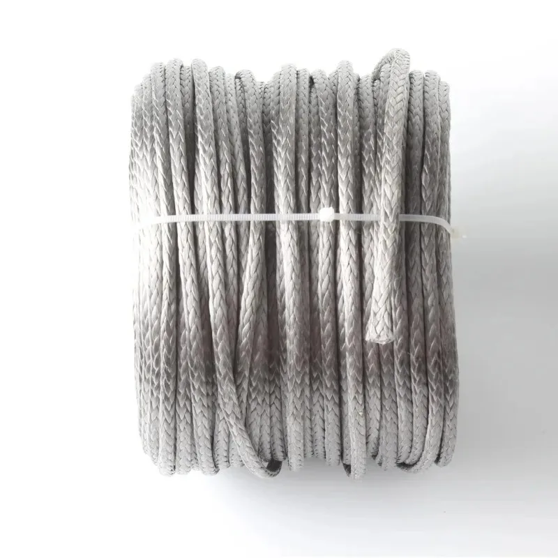 6MM 12 Weaves Grey Color 100M/Roll UHMWPE Hollow Braid Marine Winch Towing Rope