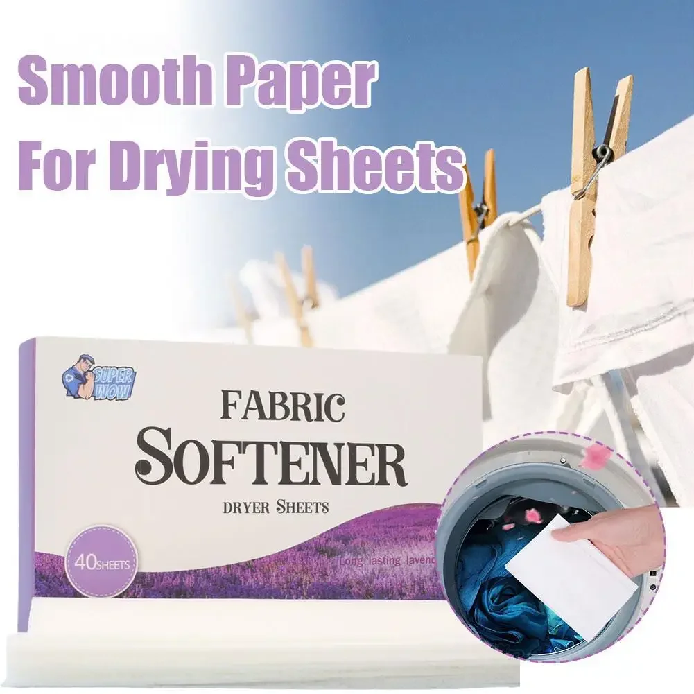 Lavender Laundry Fabric Softener Dryer Sheet Calm Scent Electrostatic Prevention Odor Defense 40 Count Fragrant Clothing Slices