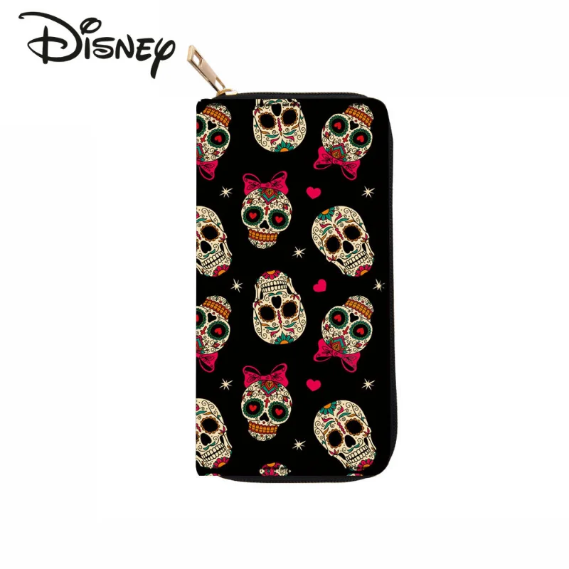 Disney Halloween Skull Fashion Women's Wallet High Quality Multifunctional Storage Card Bag Cartoon Long Men's Zero Wallet