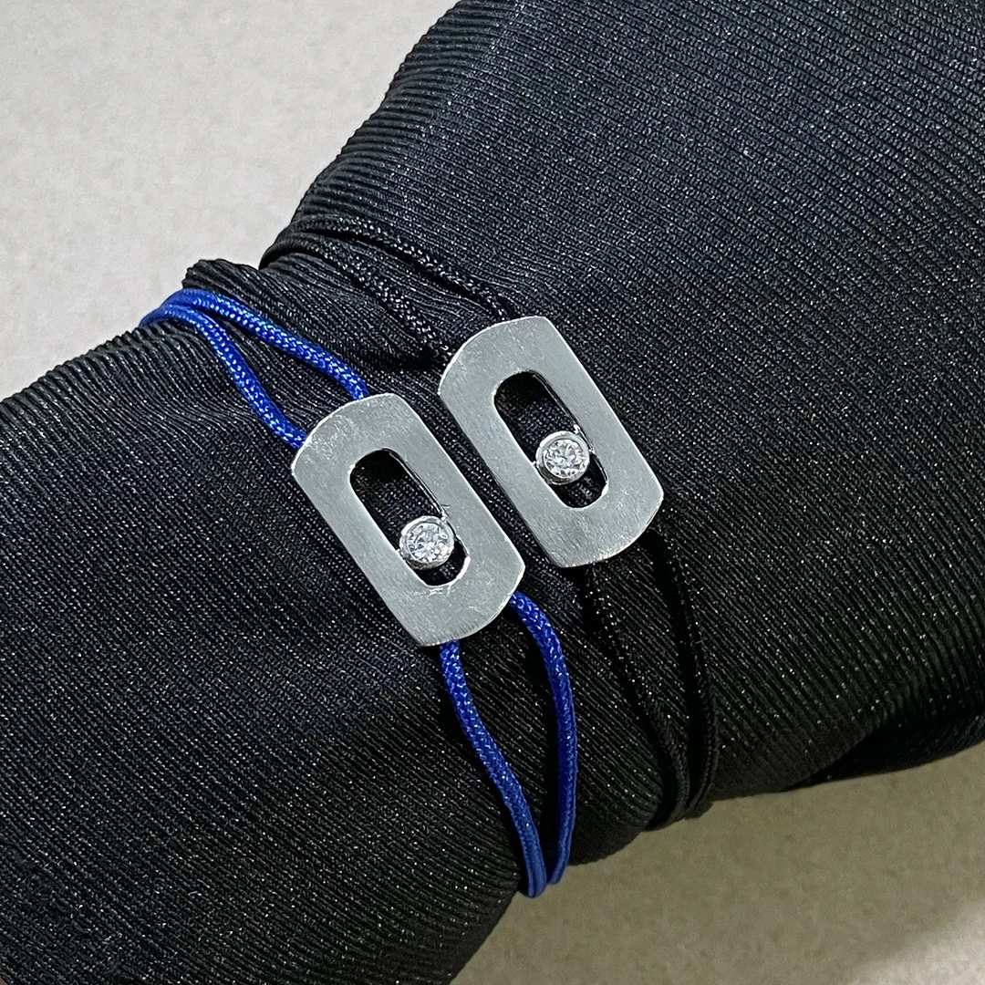 

New natural titanium frosted men's rope loop bracelet. Moving diamonds.