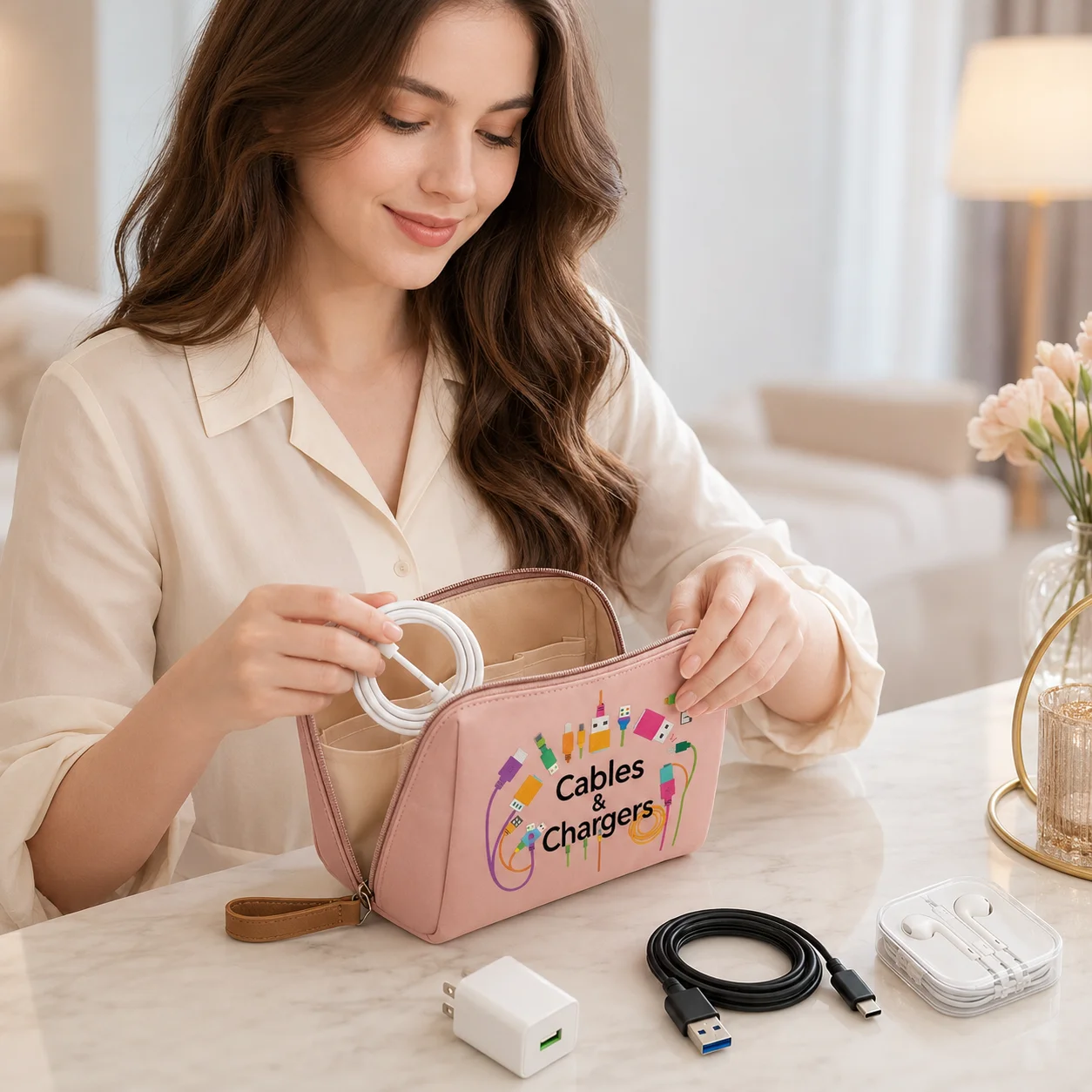 トラベルケーブルオーガナイザーバッグ、キュートな電子機器アク - Women Accessories List のレビューと価格