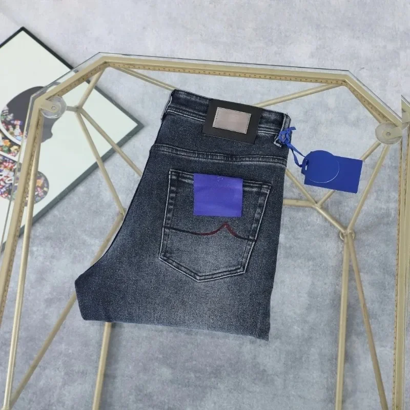 2026 New  AW Men Thick Cotton Straight Jeans Embroidery Warm Fashion Outdoor Pants Sizes 32-42