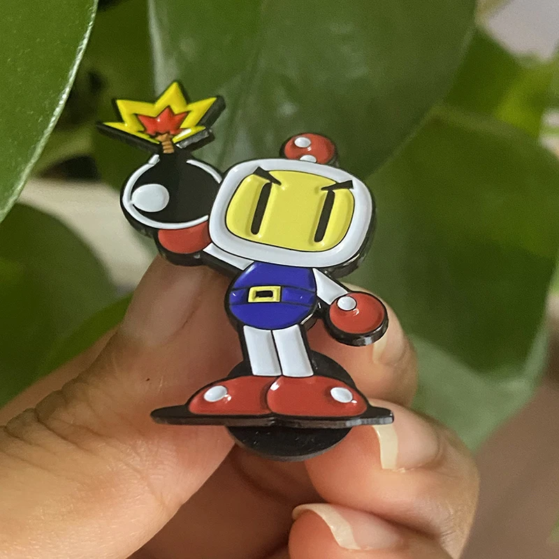 Cartoon Bomberman Lapel Pin, Personalized Design, High Quality, Soft Enamel Badge for Kids, Backpack, Jacket Accessory, Gift