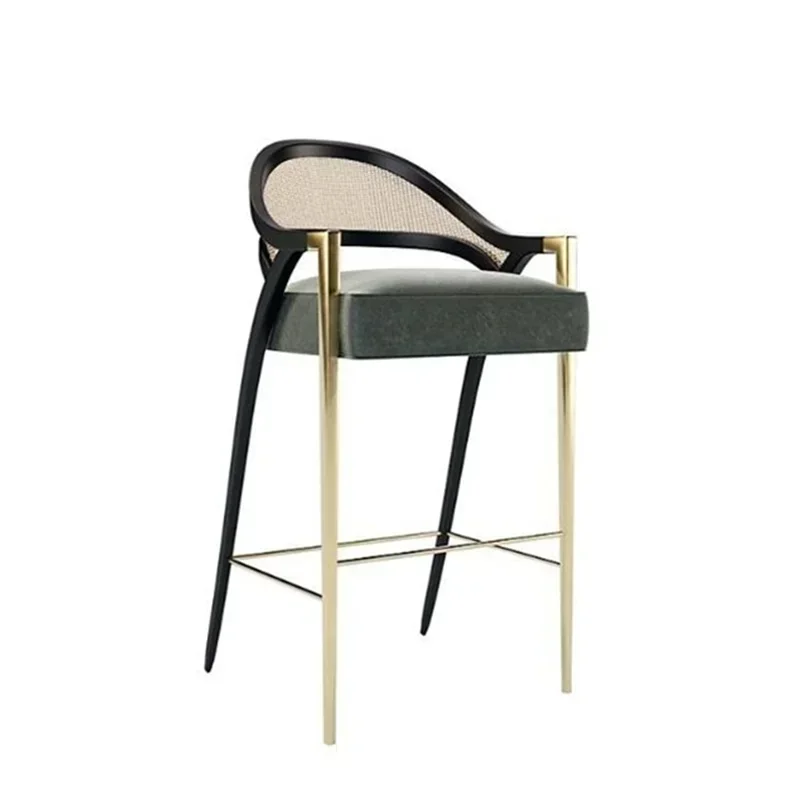 Chaise de Salle à Manger Moderne et Minimaliste en Bois et Acier Inoxydable, Chaise Créative de Réception pour Bar et Hôtel