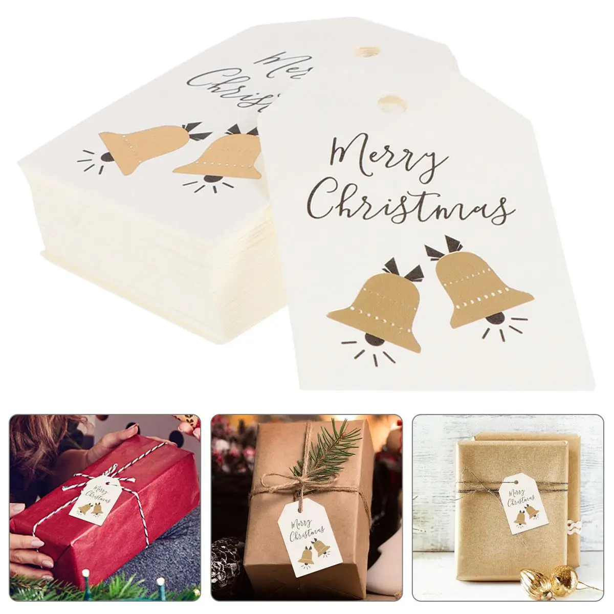 

100 Pcs Christmas Bookmark Cardstock Bookmarks Present Tags Labels for Gifts Christmas Patterns Festive Atmosphere