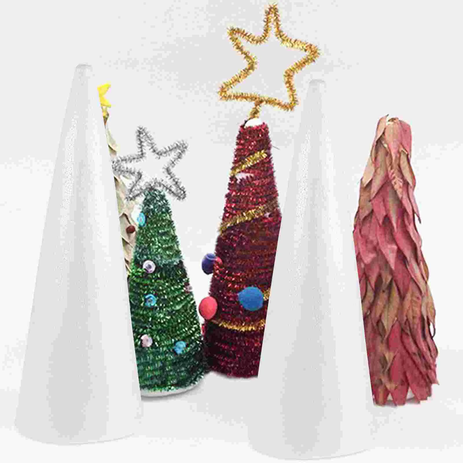 

2 Pcs DIY Craft Ornament Toy Lightweight Decoration Children Cone Christmas Tree Foam Cones Holiday