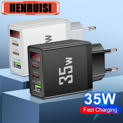 35W Dual PD Port USB Fast Charger Type C Mobile Phone Adapter Quick Charge Wall Charger For iPhone 15 14 Xiaomi Samsung Oneplus