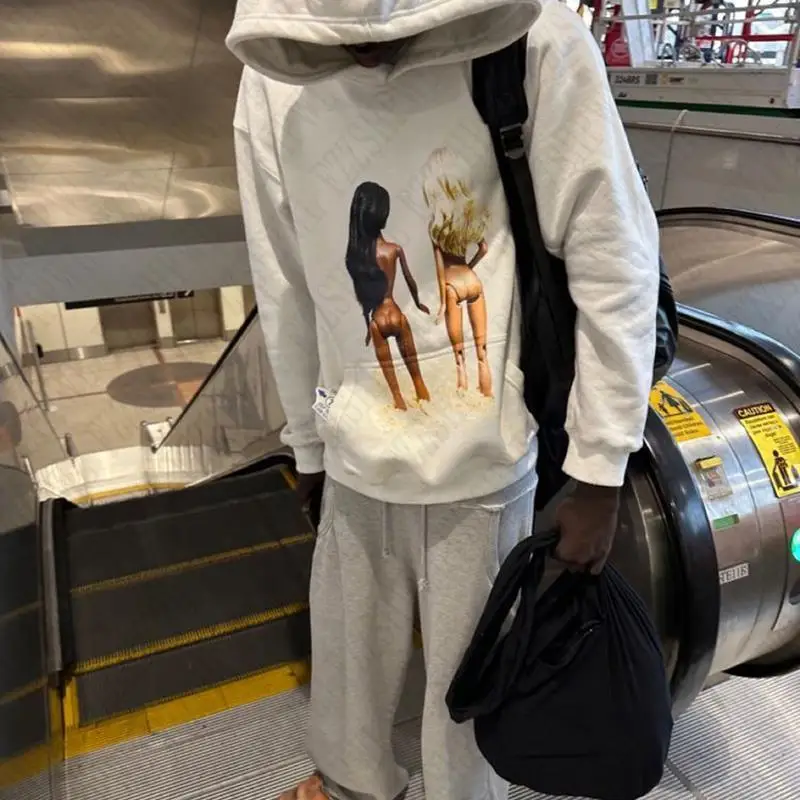 Y2K سترة رجالية غير رسمية بقلنسوة Harajuku القوطية روك الشرير الهيب هوب البلوز خمر الجمالية الجرافيك الشارع الشهير ايمو شارع العليا