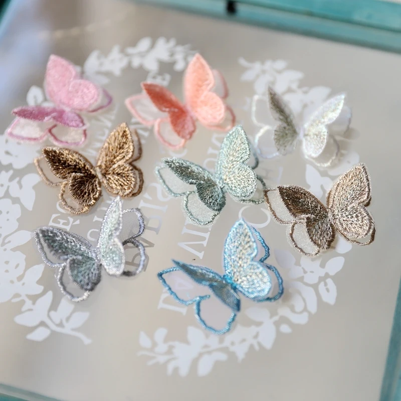 2Pcs Embroidery Butterfly Patch Christmas Party Festival Wedding Decorations Dress Needlework Decor Handmade Craft Accessories