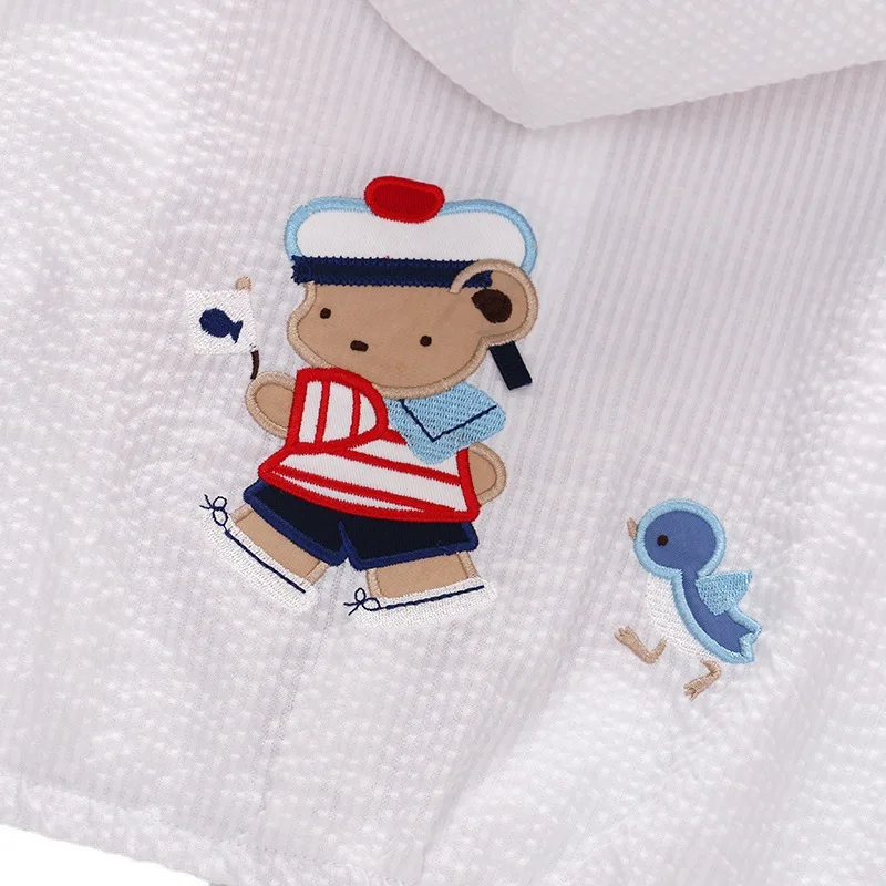 Children\'s Jackets Cartoon Navy Bear Sailboat Embroidered Coat Baby Cardigan Summer Air-conditioned Clothing Sunscreen Jacket