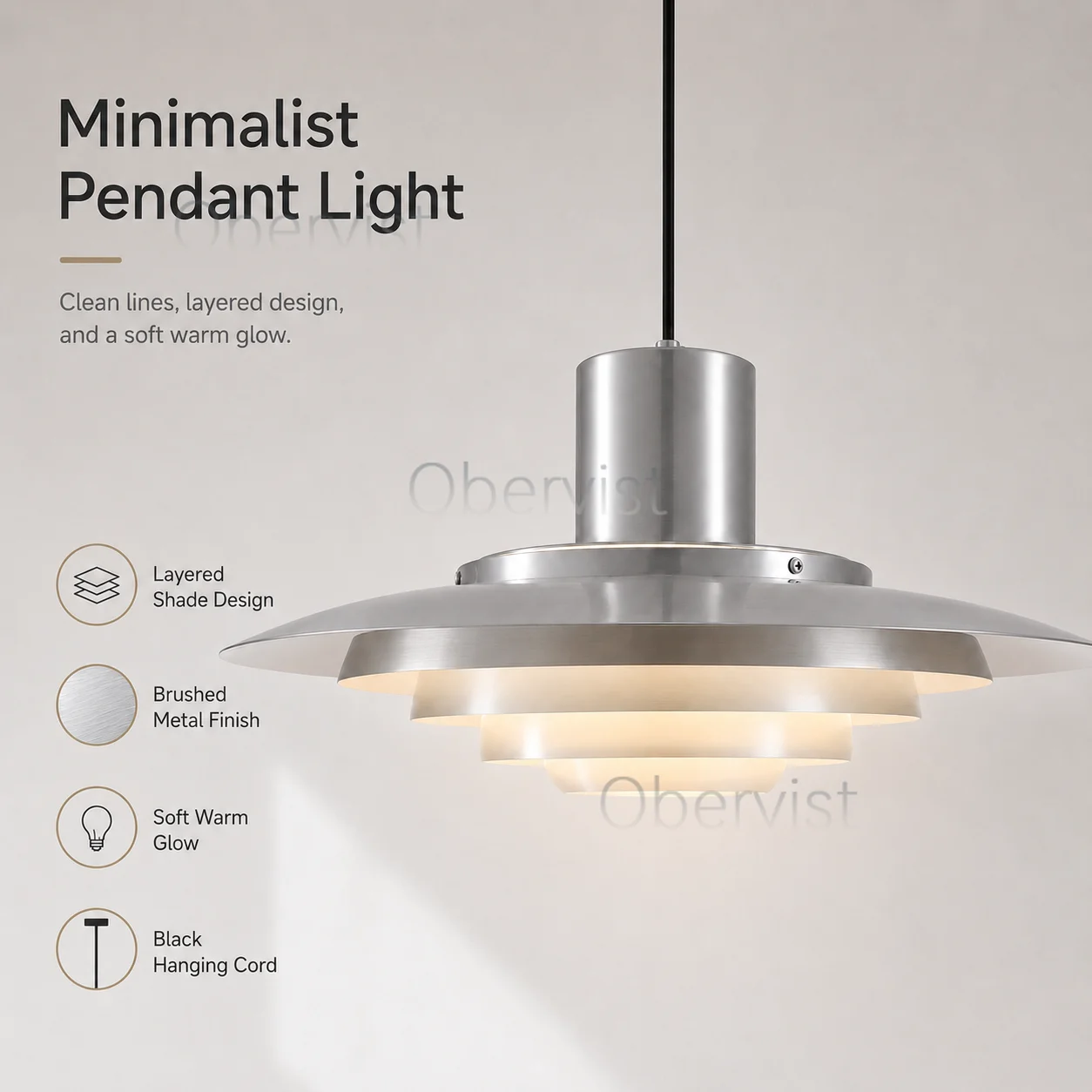 Modern Scandinavian Saucer Pendant Light for Bar Counter Dining Room Bedroom Study, Minimalist Hanging Ceiling Lamp