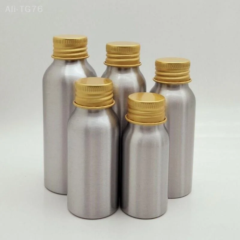 50ml-250ml Travel Protable Refillable Bottle Gold Aluminum Bottle With Screw Cap Perfume Cosmetic Toner Water Bottle