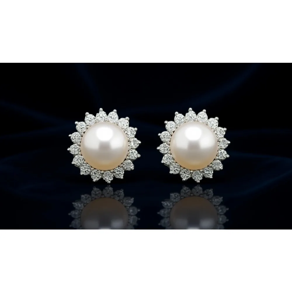 

Серьги-гвоздики из стерлингового серебра с пресноводным жемчугом и цирконием класса ААА для женщин