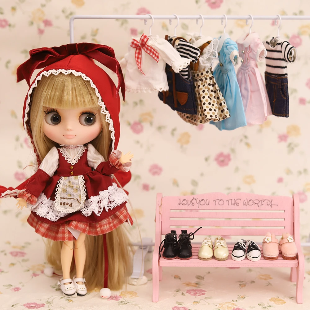 Middie blyth 1/8 BJD ตุ๊กตาชุดกระโปรงเรียบง่ายน่ารักเข้ารูปตุ๊กตาของขวัญวันเกิด20ซม.