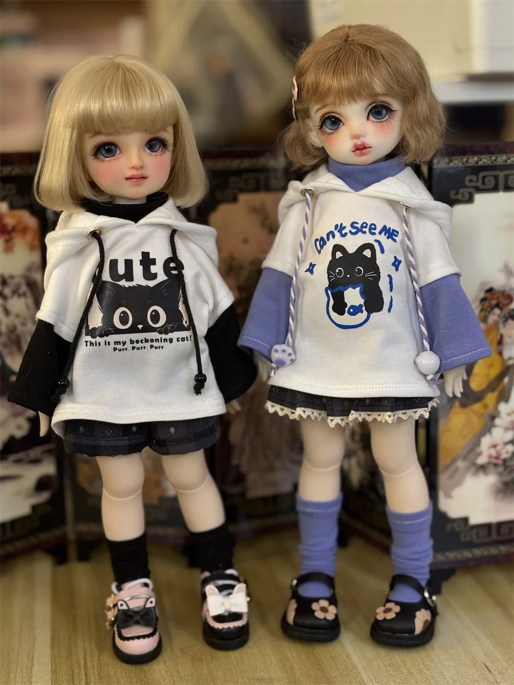 BJD doll clothes suitable for 1/4 1/5 1/6 size sweater pleated skirt clothes set doll accessories (3 points)