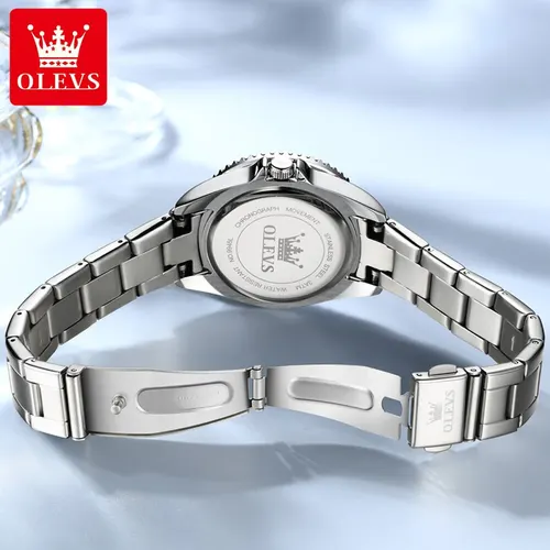 Imagen 2 del producto OLEVS-reloj de cuarzo con esfera de diamante Original para mujer, pulsera de acero inoxidable, resistente al agua, elegante, a la moda
