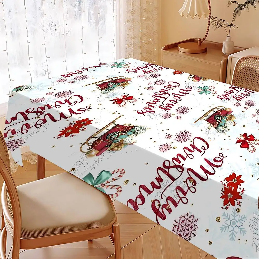 2026 عيد الميلاد مفرش طاولة مفرش المائدة زيت مقاوم للماء مقاومة للبقع قابل للمسح مستطيل الجدول #1