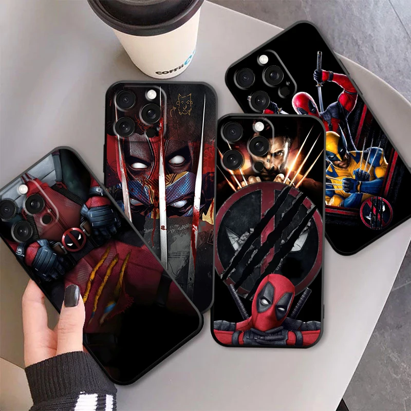 Marvel Wolverine Deadpool Love For Apple iPhone 16 15 14 13 12 11 XS XR X Pro Max Plus Mini Black Cover Phone Case