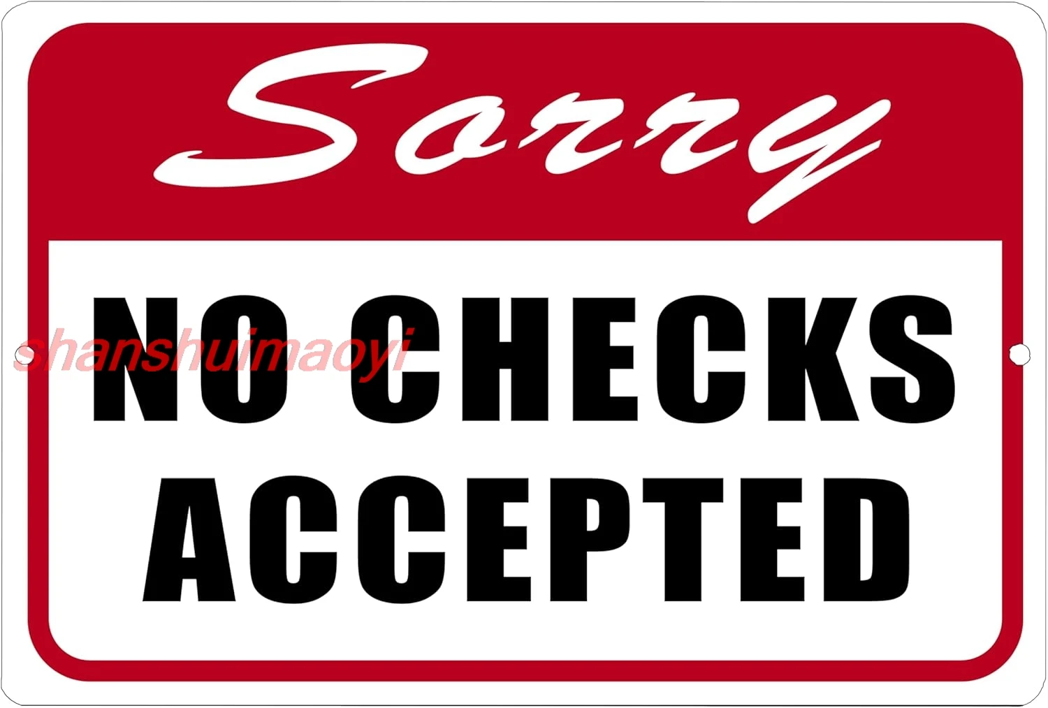 Sorry No Checks Accepted Cash Only Metal Tin Sign Business Retail Store Home Large Restaurant Bar Office Hotel