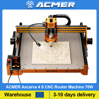 ACMER 4 S 70W CNC Router Machine 400*400*80mm 3 Axis Control LED Touchscreen Emergency-Stop Upgradable for Wood Plastic Acrylic