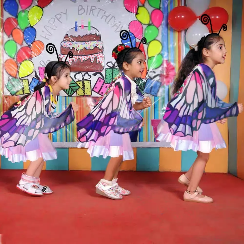 Ensemble de costumes de princesse papillon colorés pour enfants et filles, costumes de scène, bandeaux, jupes de lapin, 4 pièces