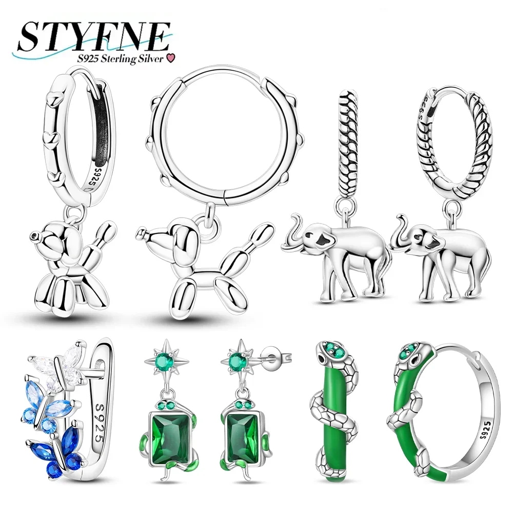 

Sterling Silver 925 VIP Dog Children's Fun Hoop Earrings Green Snake Original Earrings for Women Children's Birthday Party Gifts