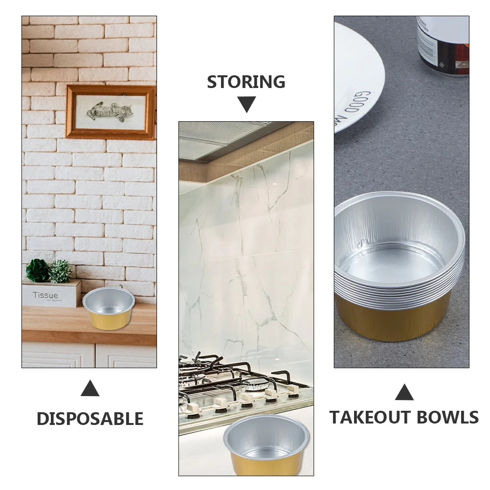 

10pcs 48Ml Take-Out Bowl Disposable Aluminum Foil Container Heat Resistant For Baking Freezing Storage Spices Box Foil Box With