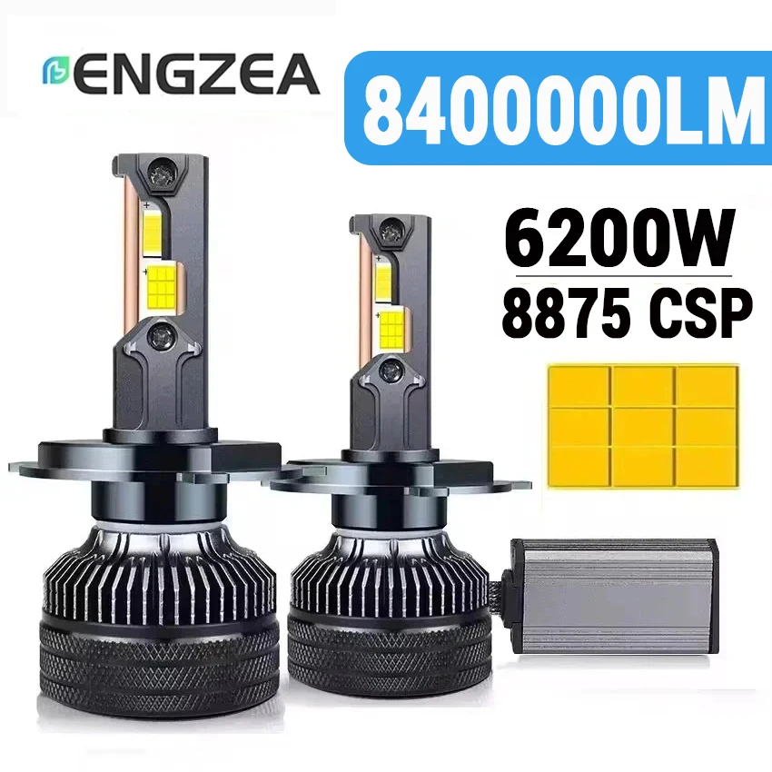 

Светодиодные лампы ENGZEA H7 H4 6200W 8400000LM с тремя медными трубками для автомобиля, H1 H11 HB3 9005 HB4 9006, светодиодные фары 6000K