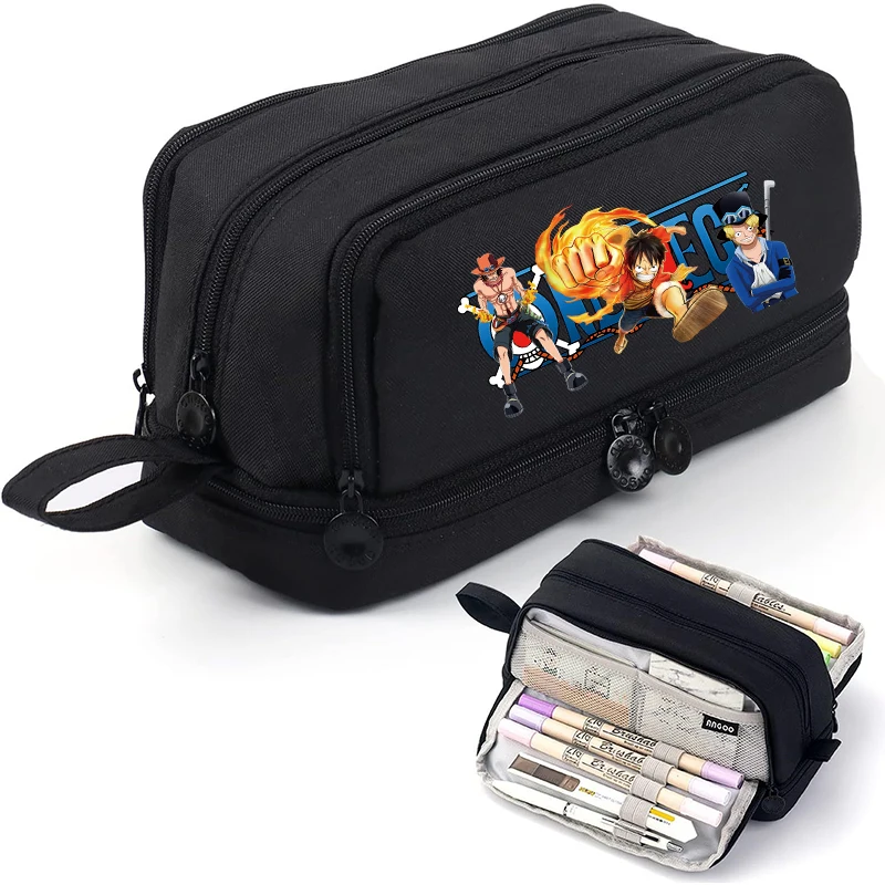 Цельный пенал с героями мультфильмов, аниме, большая вместительная сумка для ручек, студенческая молодежная многослойная сумка для канцелярских принадлежностей, сумка для ручек, подарок на день рождения, хит продаж