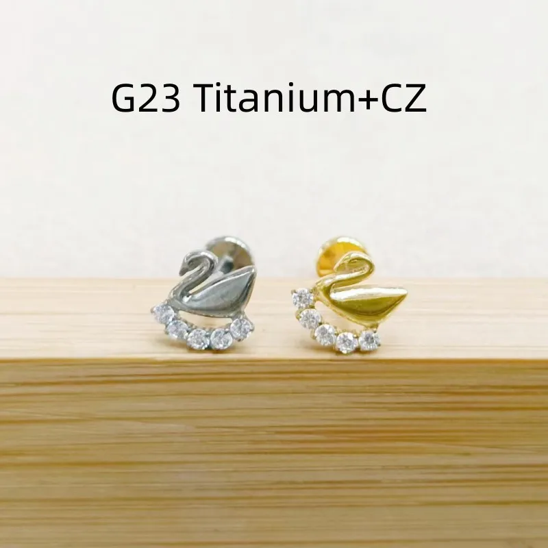10pcs Body Jewelry 16G CZ G23 Titanium Swan Shine Lip Labret Bar Ear Helix Tragus Rook Bar Stud Body Piercing Jewelry  NEW
