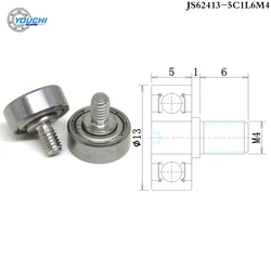 10pcs OD 13 mm 624RS Bolt Bearing Rollers With M4 Thread JS62413-5C1L6M4 M4x6 mm Drawer Pulley Sliding Track wheel