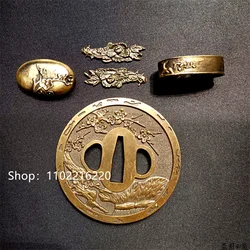 A Set Beautiful Alloy Solid Tsuba Guard Handguard Fuchi Kashira Menuki For Japanese Japan Real Katana Samurai Fittings New