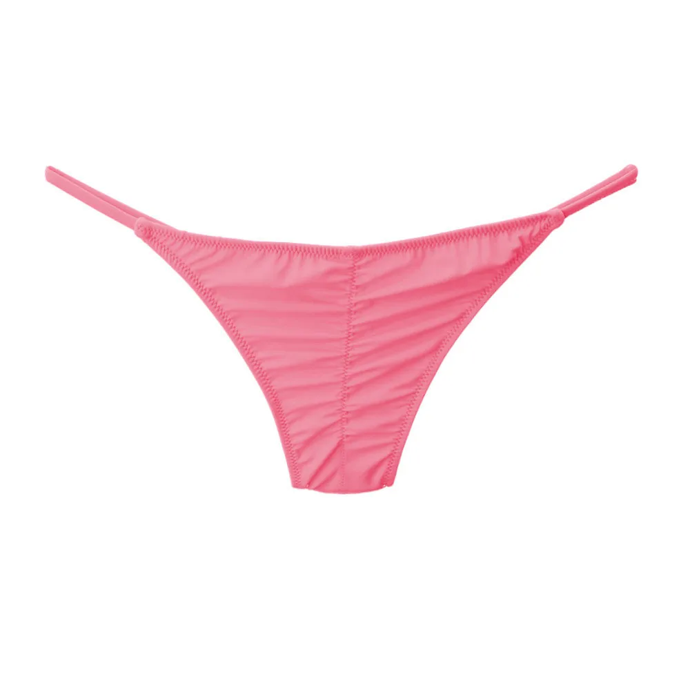 Parte inferior de Bikini para mujer, bañadores negros de cintura baja para niña, traje de baño Sexy brasileño, Tanga rosa y verde