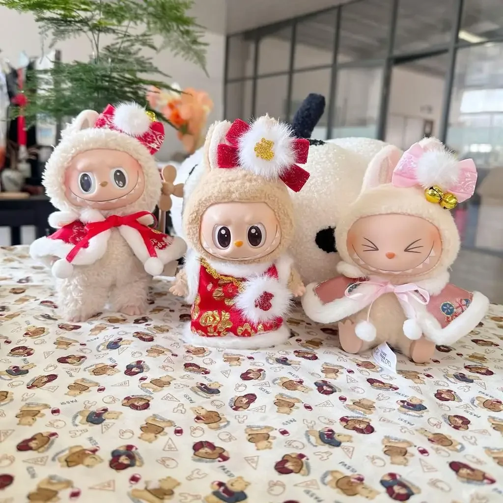 For 15-17cm Labubu dolls wear New Year's clothes LABUBU wears Fuwa clothes for the Spring Festival