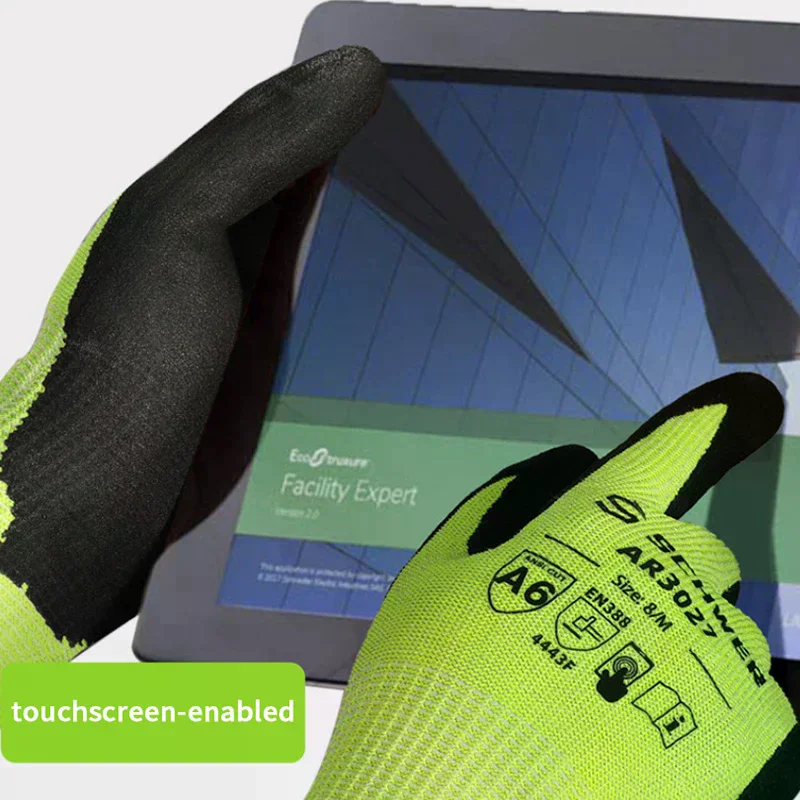 1 زوج قفازات واقية خارجية مقاومة للانزلاق ومقاومة للاهتراء سميكة A6 قفازات مقاومة للقطع والطعن مع أسلاك الفولاذ #4